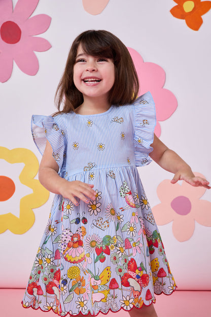Princess Highway - Fairies Kids Border Dress - blue