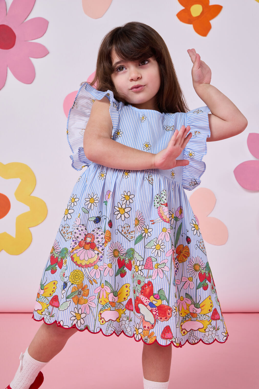 Princess Highway - Fairies Kids Border Dress - blue