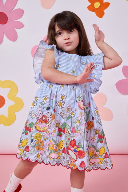 Princess Highway - Fairies Kids Border Dress - blue