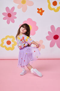 Princess Highway - Pretty Emb Kids Mesh Skirt - lilac