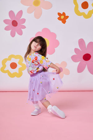 Princess Highway - Pretty Emb Kids Mesh Skirt - lilac