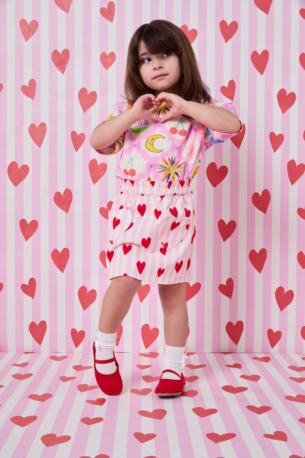 Princess Highway - Heart Stripe Kids Skirt - pink