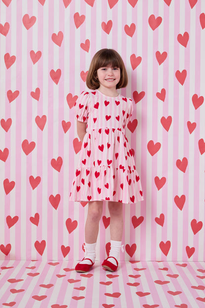 Princess Highway - Heart Stripe Kids Dress - pink