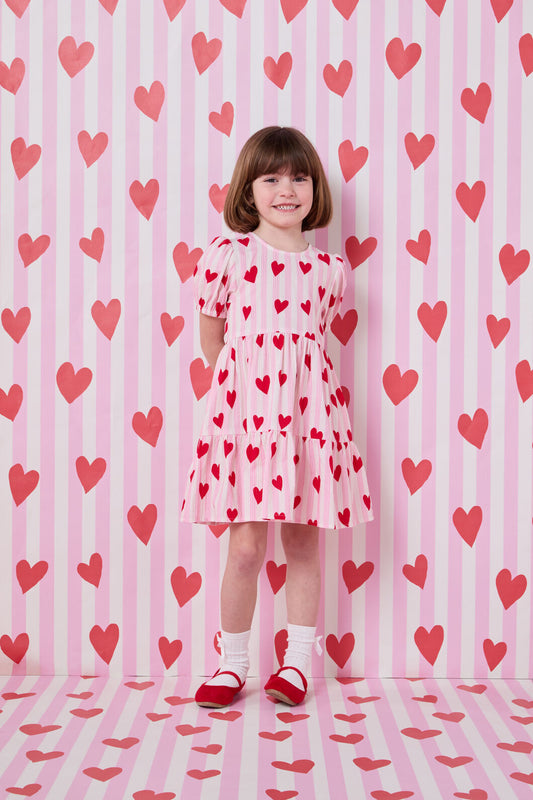 Princess Highway - Heart Stripe Kids Dress - pink
