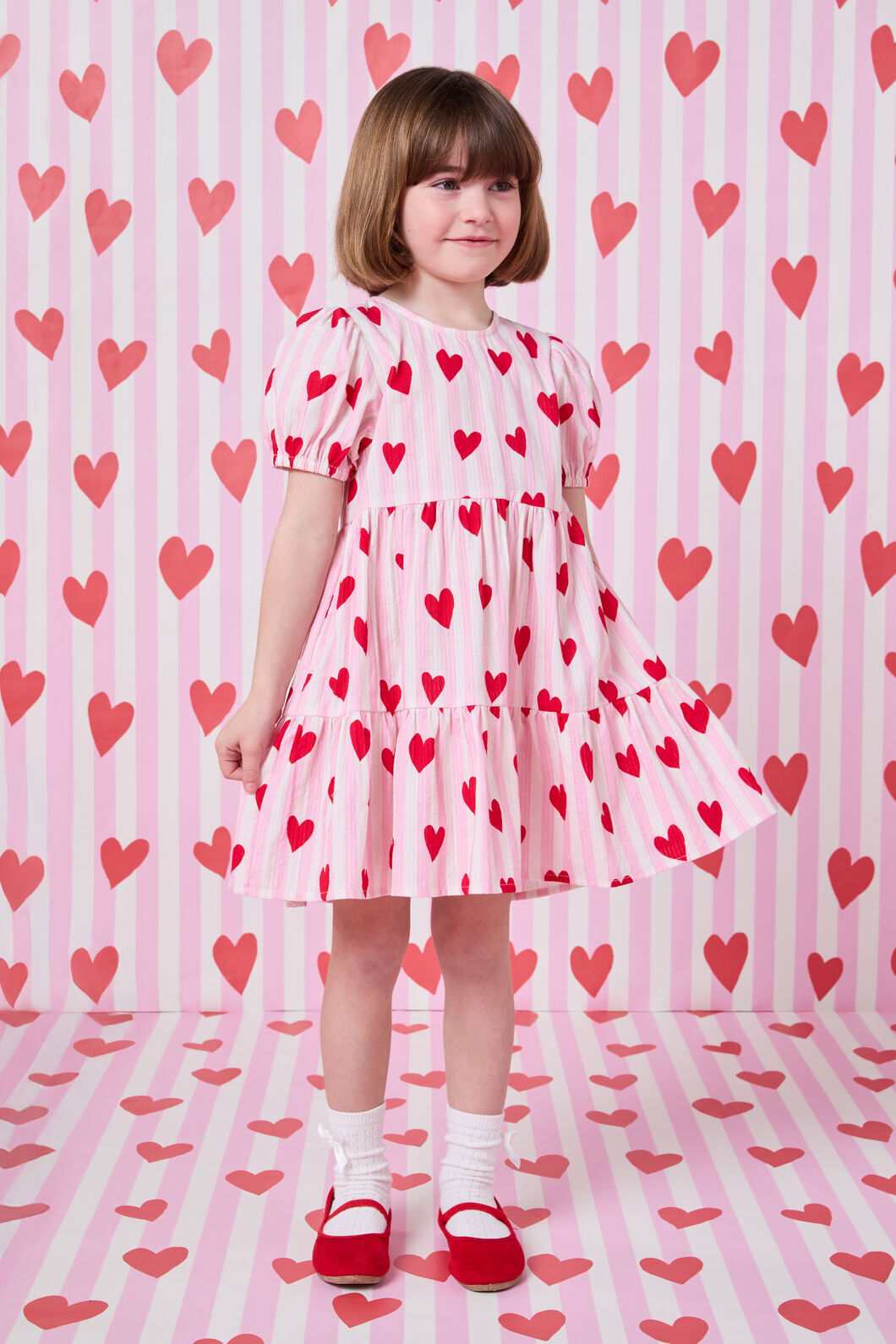 Princess Highway - Heart Stripe Kids Dress - pink