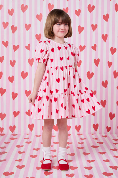 Princess Highway - Heart Stripe Kids Dress - pink