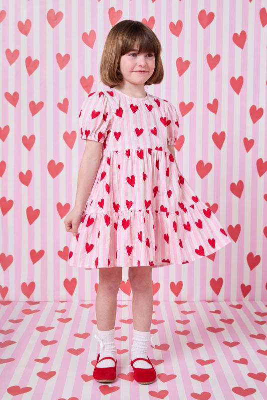 Princess Highway - Heart Stripe Kids Dress - pink