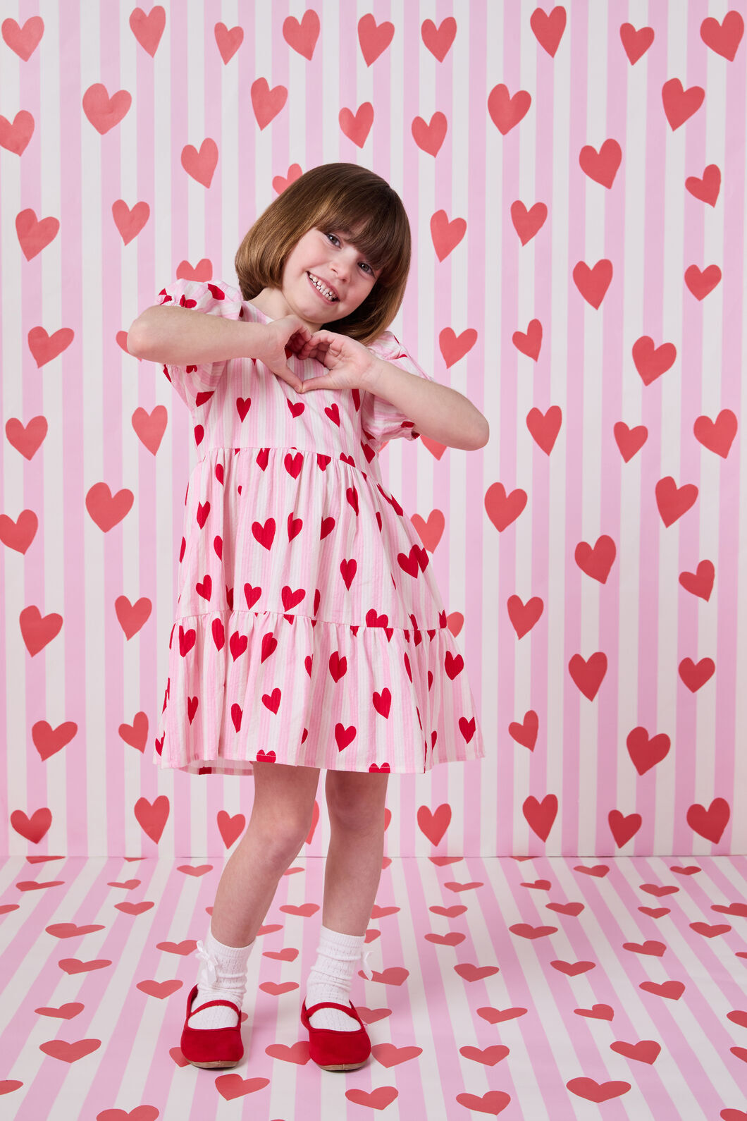 Princess Highway - Heart Stripe Kids Dress - pink