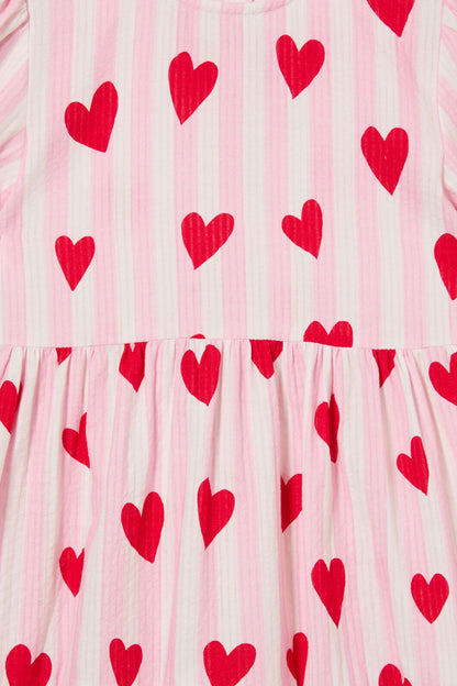 Princess Highway - Heart Stripe Kids Dress - pink