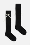 Princess Highway - Black Knee High Rib Bow Sock - black