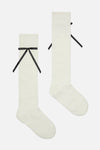 Princess Highway - White Knee High Rib Bow Sock - white
