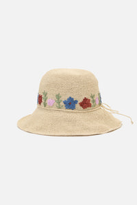 Princess Highway - Floral Embroidered Sun Hat - natural
