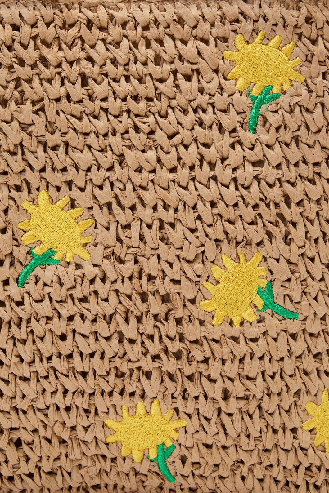 Princess Highway - Daisy Embroidery Straw Bag - tan