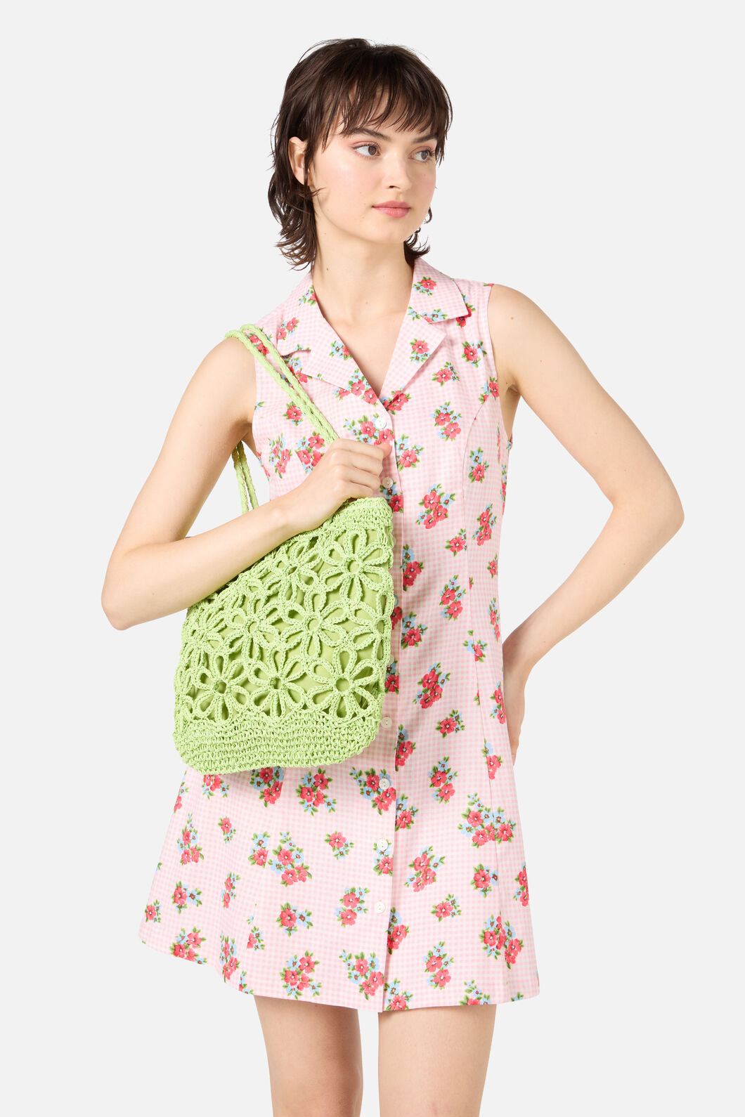 Princess Highway - Mint Flower Straw Bag - mint