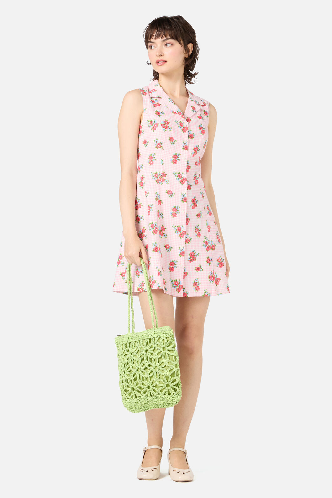 Princess Highway - Mint Flower Straw Bag - mint