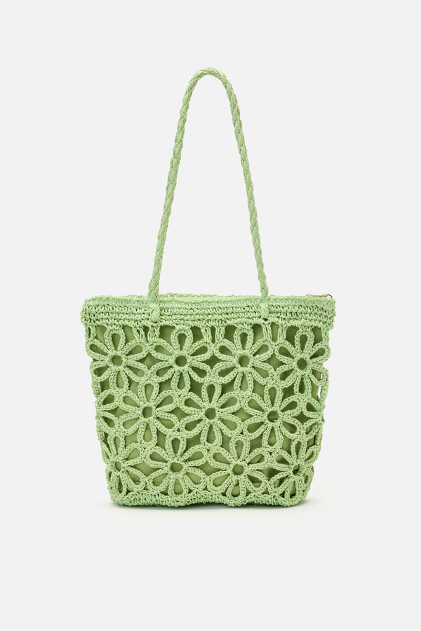 Princess Highway - Mint Flower Straw Bag - mint