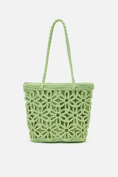 Princess Highway - Mint Flower Straw Bag - mint
