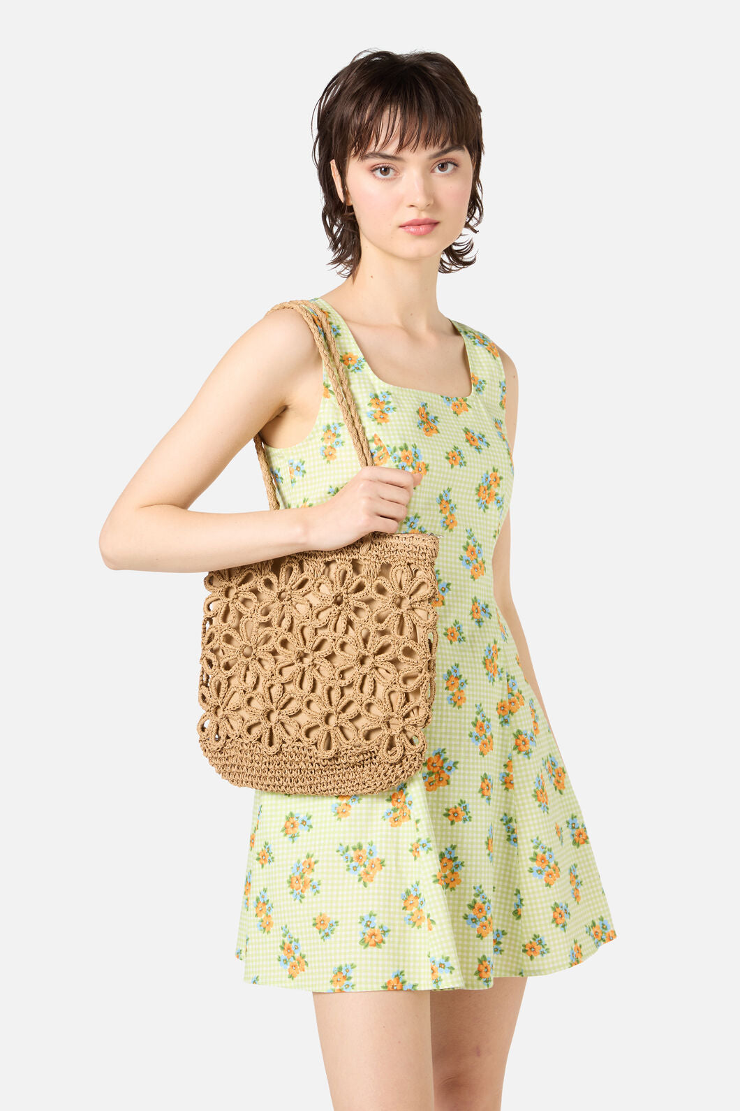 Princess Highway - Tan Flower Straw Bag - tan