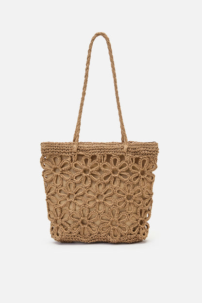 Princess Highway - Tan Flower Straw Bag - tan