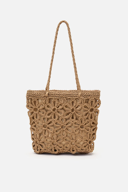 Princess Highway - Tan Flower Straw Bag - tan
