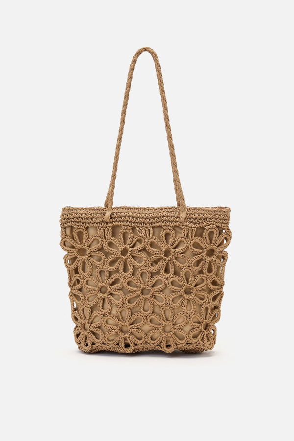 Princess Highway - Tan Flower Straw Bag - tan