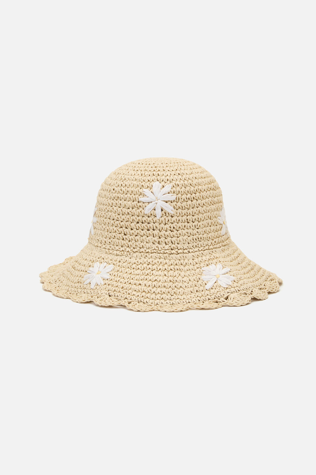 Princess Highway - Daisy Embroidery Straw Hat - natural