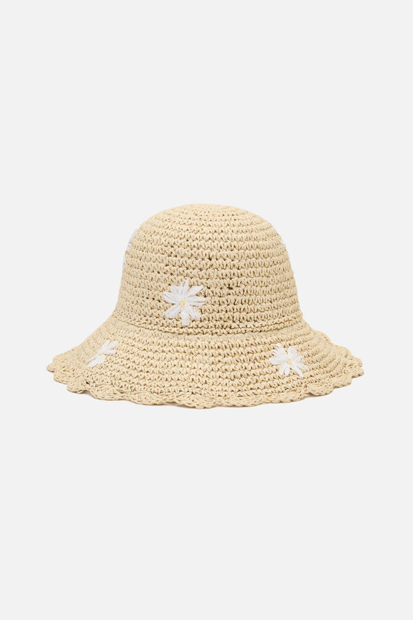 Princess Highway - Daisy Embroidery Straw Hat - natural