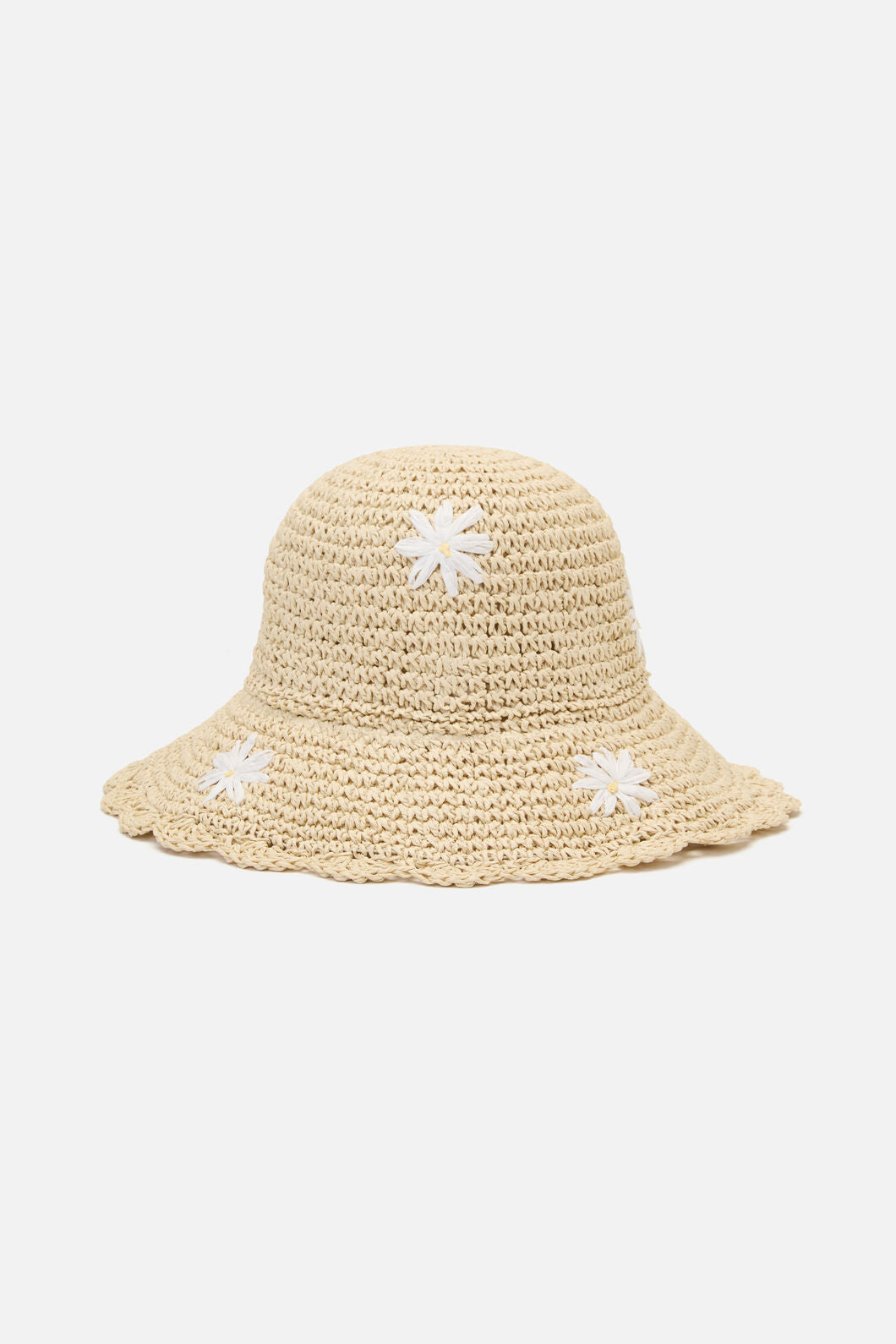Princess Highway - Daisy Embroidery Straw Hat - natural
