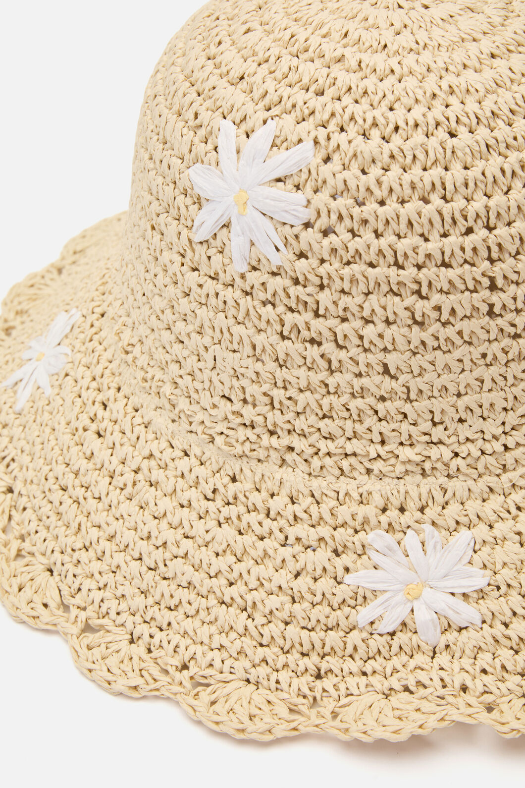 Princess Highway - Daisy Embroidery Straw Hat - natural