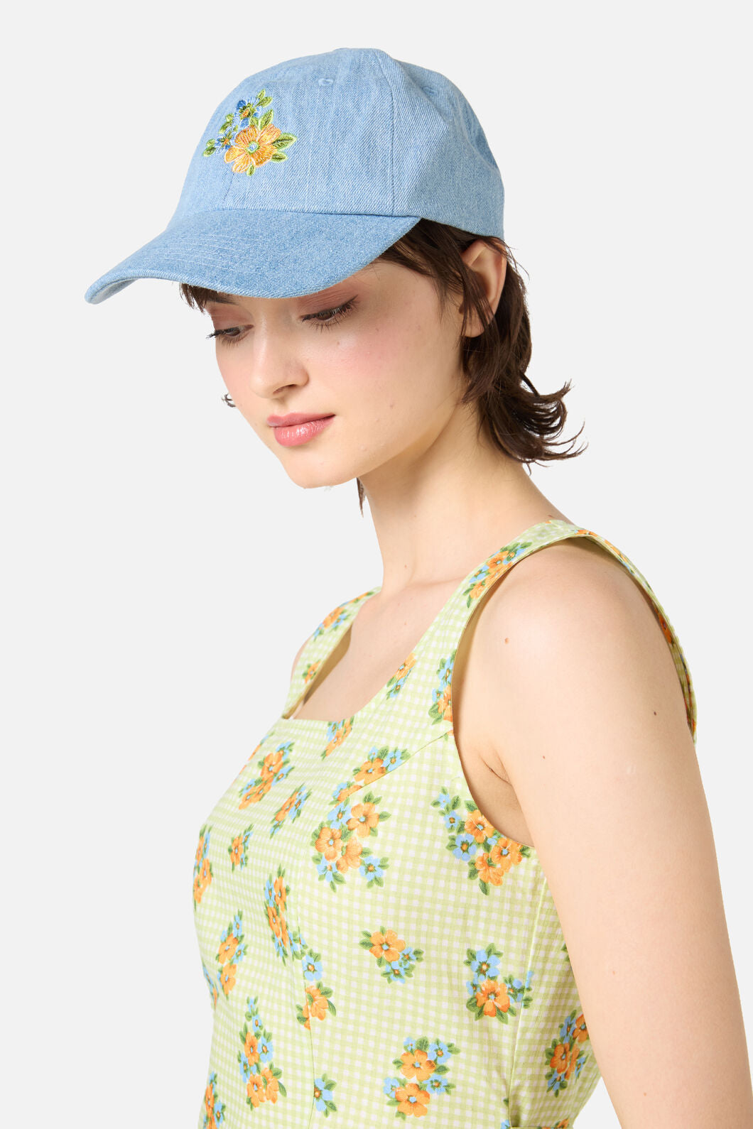 Princess Highway - Washed Embroidered Floral Cap - blue