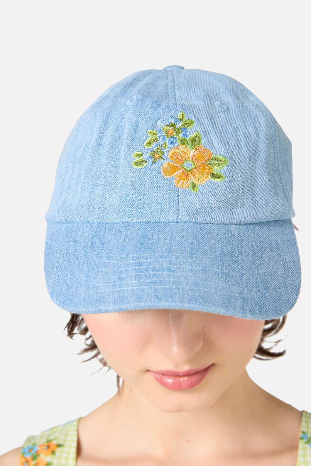 Princess Highway - Washed Embroidered Floral Cap - blue