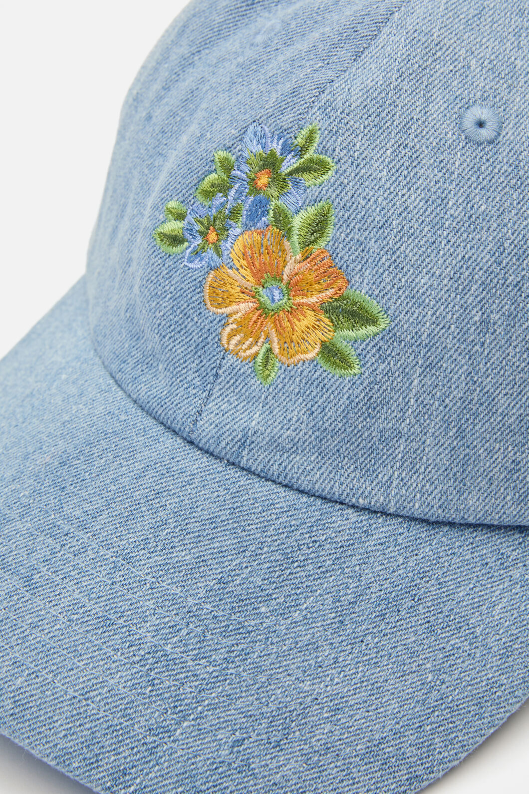 Princess Highway - Washed Embroidered Floral Cap - blue