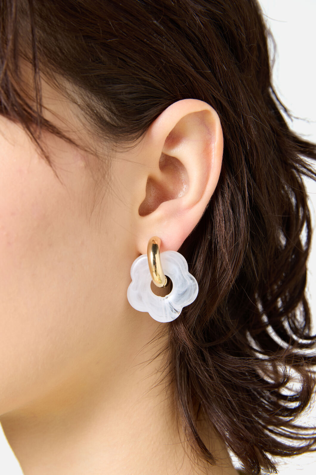 Princess Highway - White Hoop Daisy Earrings - white