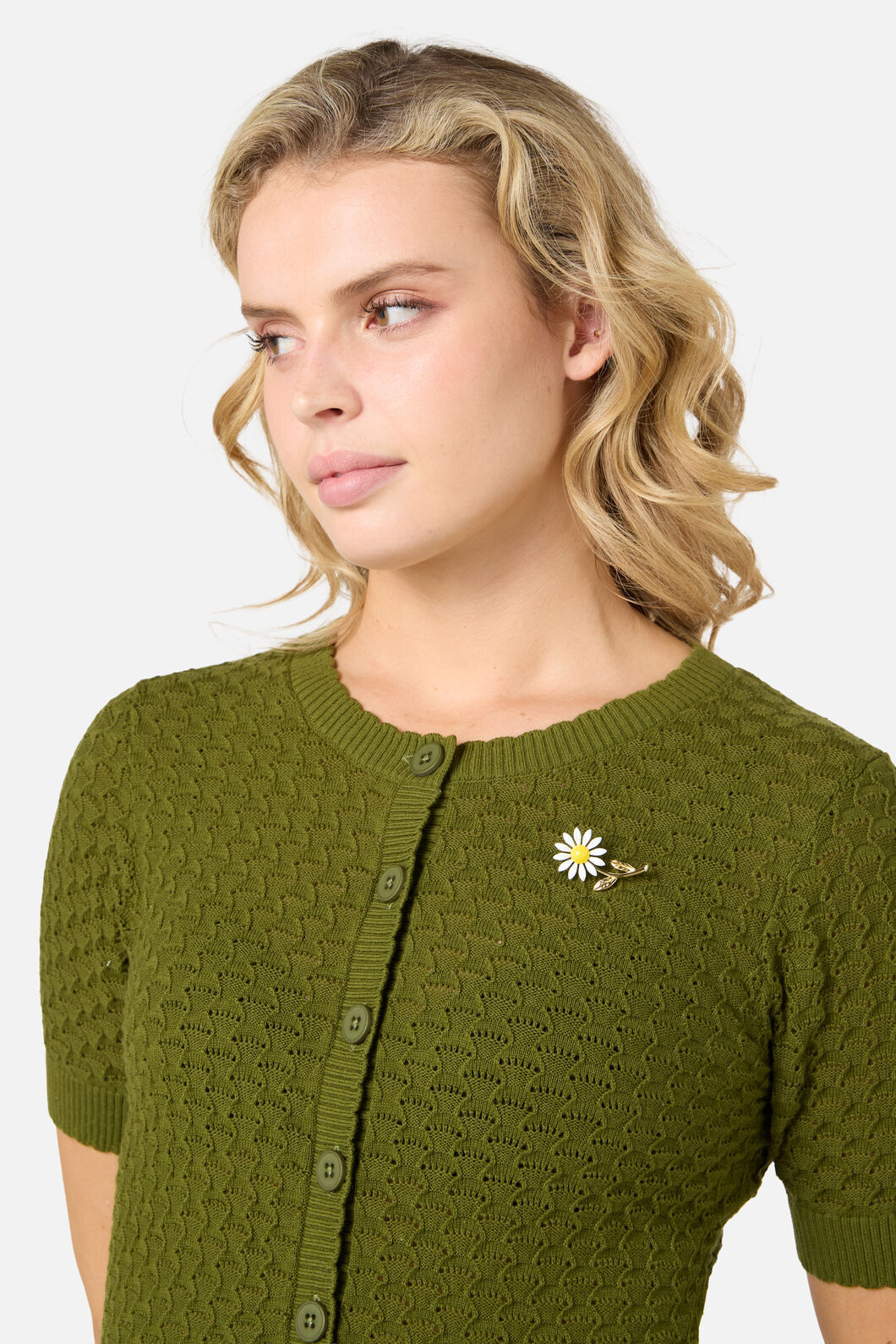 Princess Highway - Daisy Metal Brooch - white