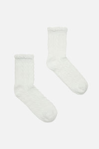 Princess Highway - White Textured Frill Sock - white