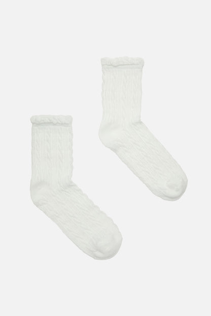 Princess Highway - White Textured Frill Sock - white