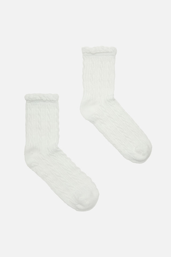 Princess Highway - White Textured Frill Sock - white