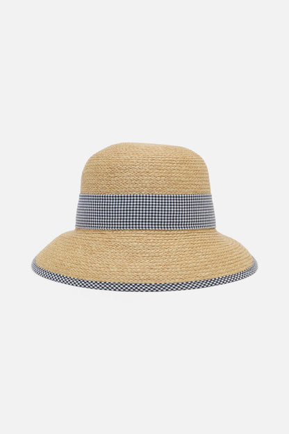 Princess Highway - Gingham Trim Straw Hat - natural