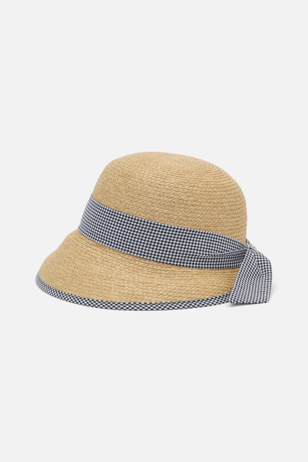 Princess Highway - Gingham Trim Straw Hat - natural
