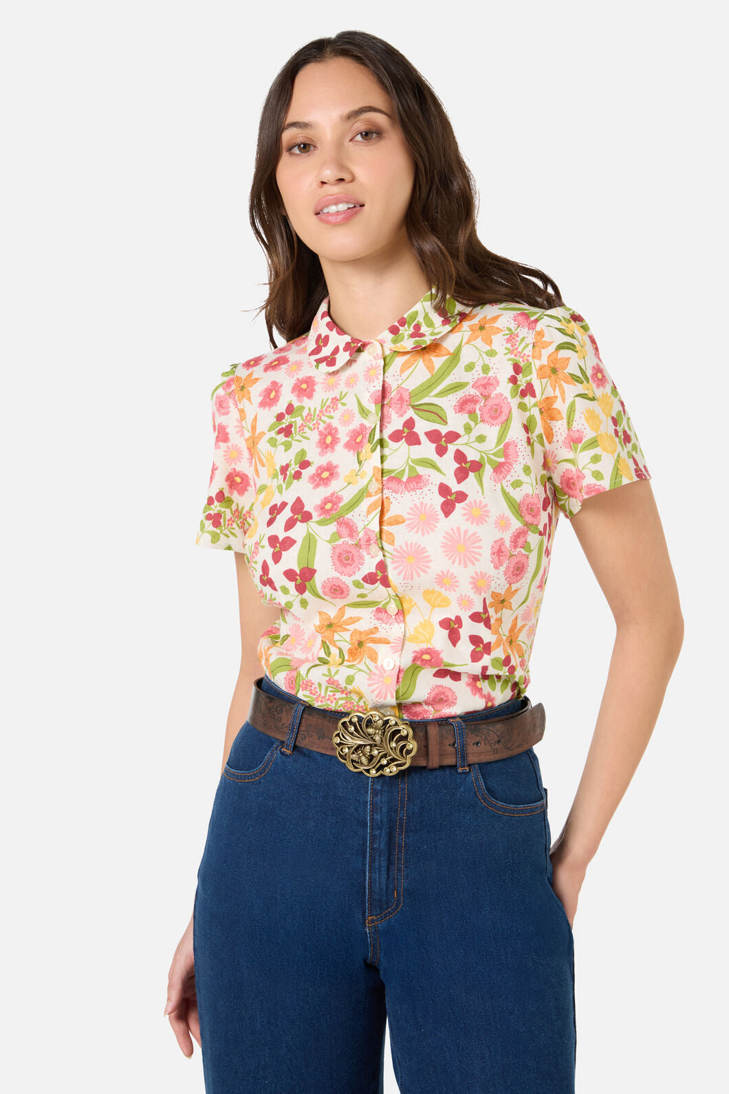 Princess Highway - Bee Buckle Embossed Belt - chocolate