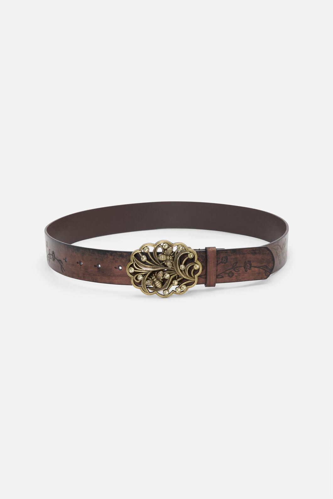 Princess Highway - Bee Buckle Embossed Belt - chocolate