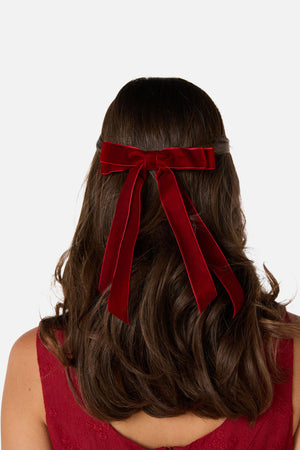 Princess Highway - Red Velvet Slide Hair Clip - red