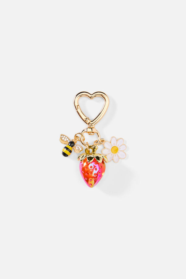 Princess Highway - Bee and Strawberry Bag Charm - gold