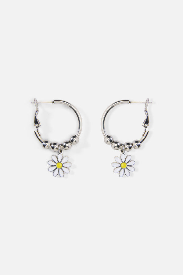 Princess Highway - Flower Bauble Sleeper Earrings - silver