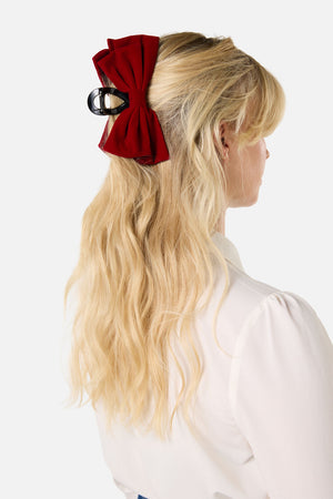 Princess Highway - Dark Red Velvet Claw Clip - dark-red