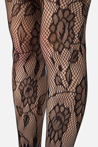 Princess Highway - Black Flower Fishnet Tights - black
