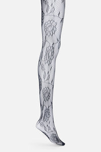 Princess Highway - Black Flower Fishnet Tights - black