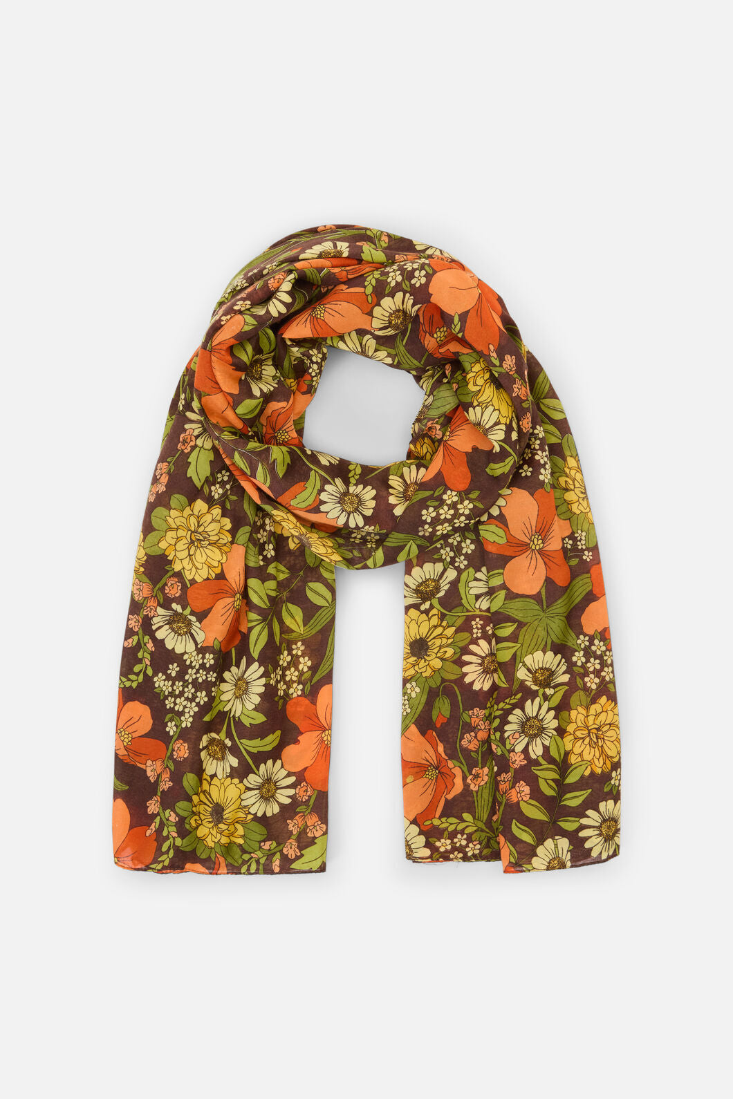Princess Highway - Gloria Floral Soft Scarf - chocolate