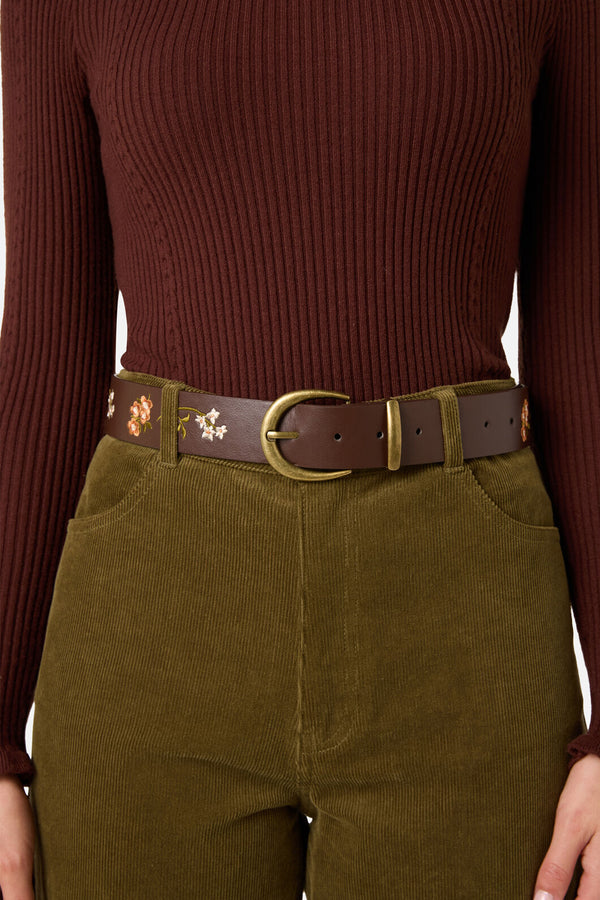 Princess Highway - Winona Embroidered Belt - chocolate