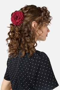 Princess Highway - Dark Red Rose Claw Clip - dark-red